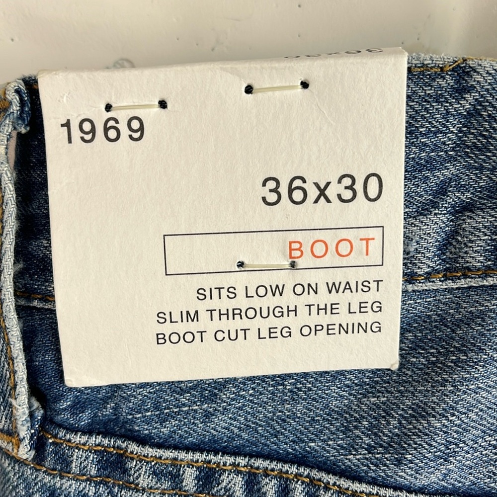 GAP 1969 BOOT CUT JEANS  DESTRUCTED Men’s 36x30 NWT - Picture 5 of 15